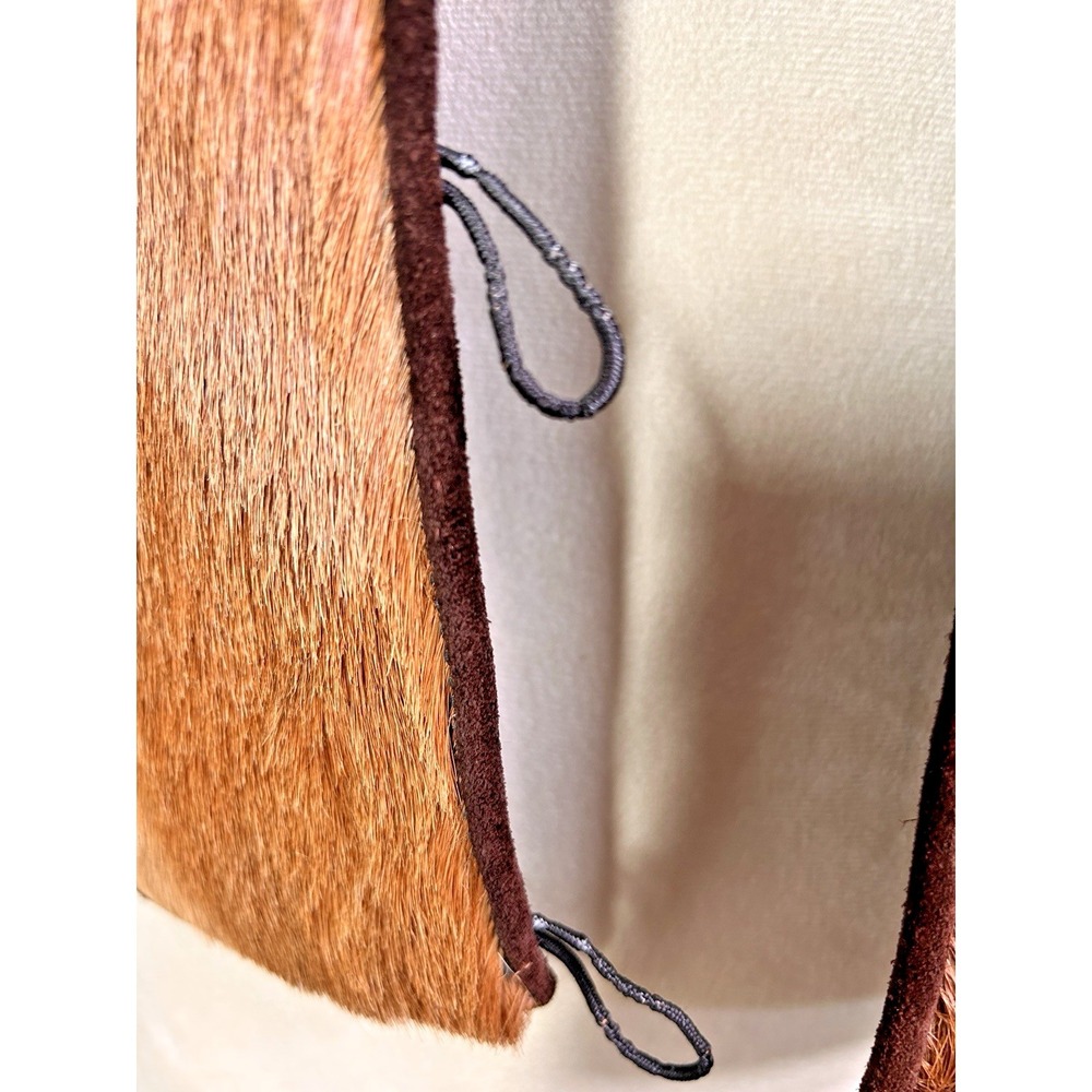 Vintage Hand-made Deer Hide Leather Suede Vest/ Skirt Fringe Three Tone OOAK - Picture 10 of 16